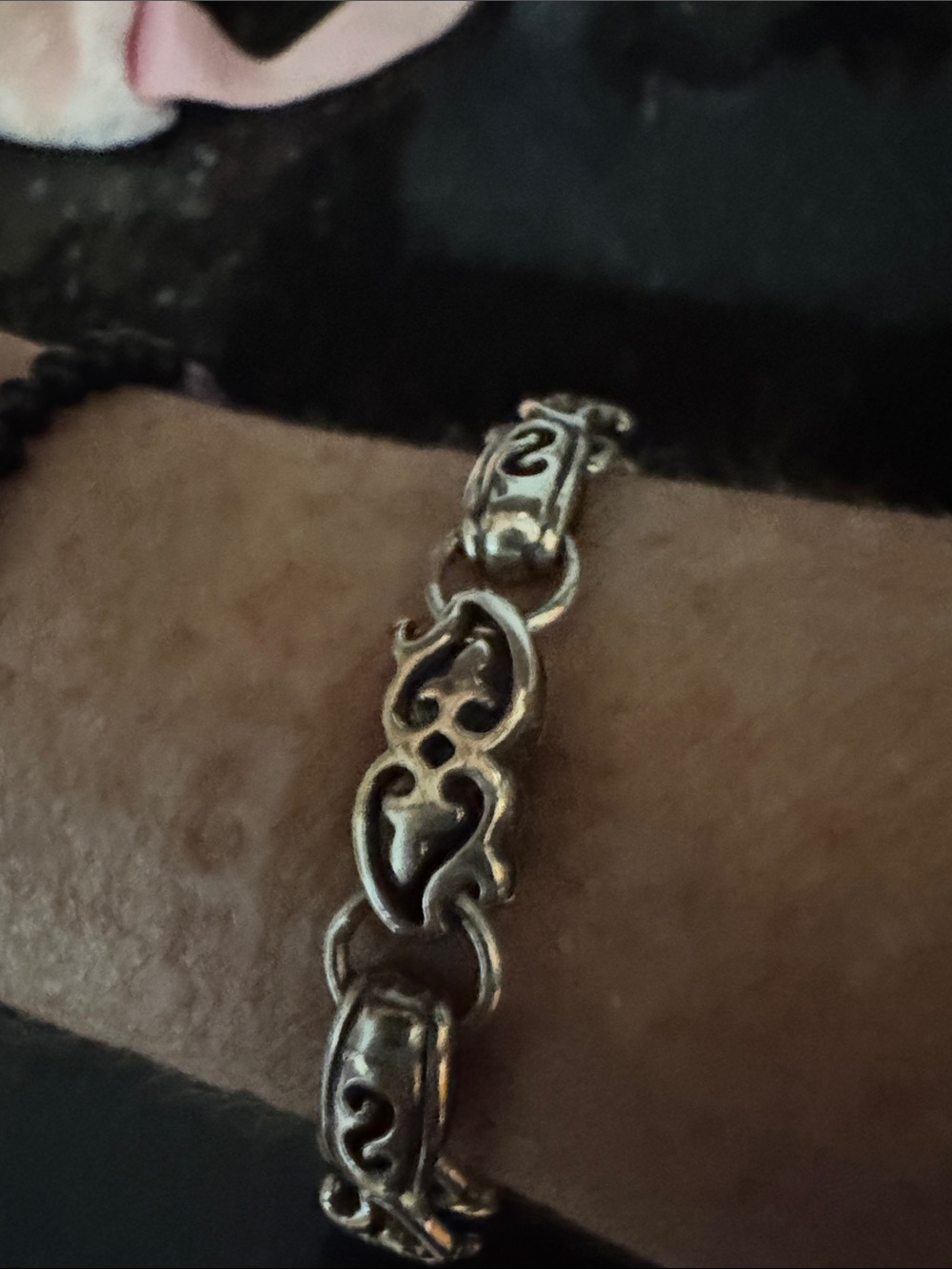 Vintage Brighton Silver Ornate Link Bracelet - Silver